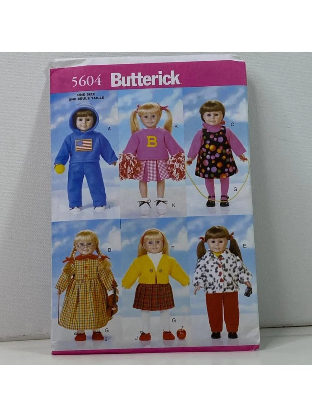 Butterick 5604 18 Inch Doll Pattern Back To School Wardrobe Uncut Dress Hoodie